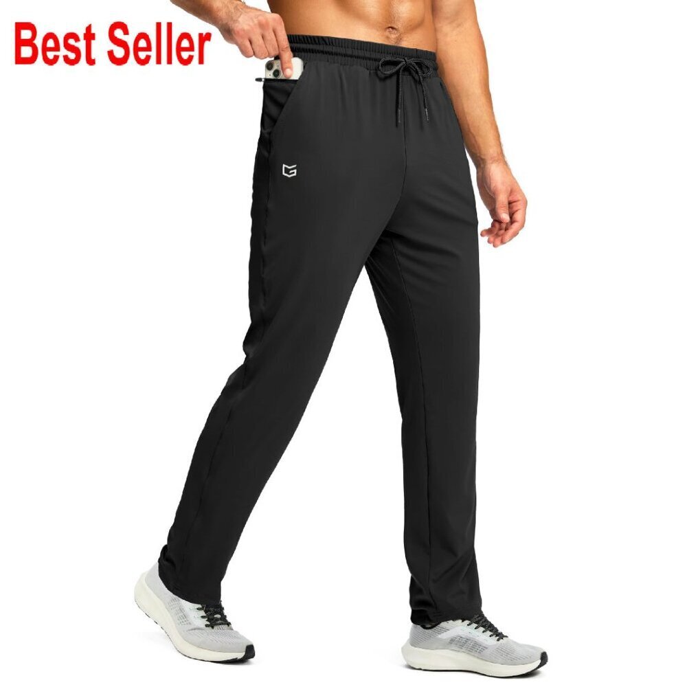 Men's Stretch Tapered Joggers Zipper Pocket Athletic Sweatpants Gym Running
